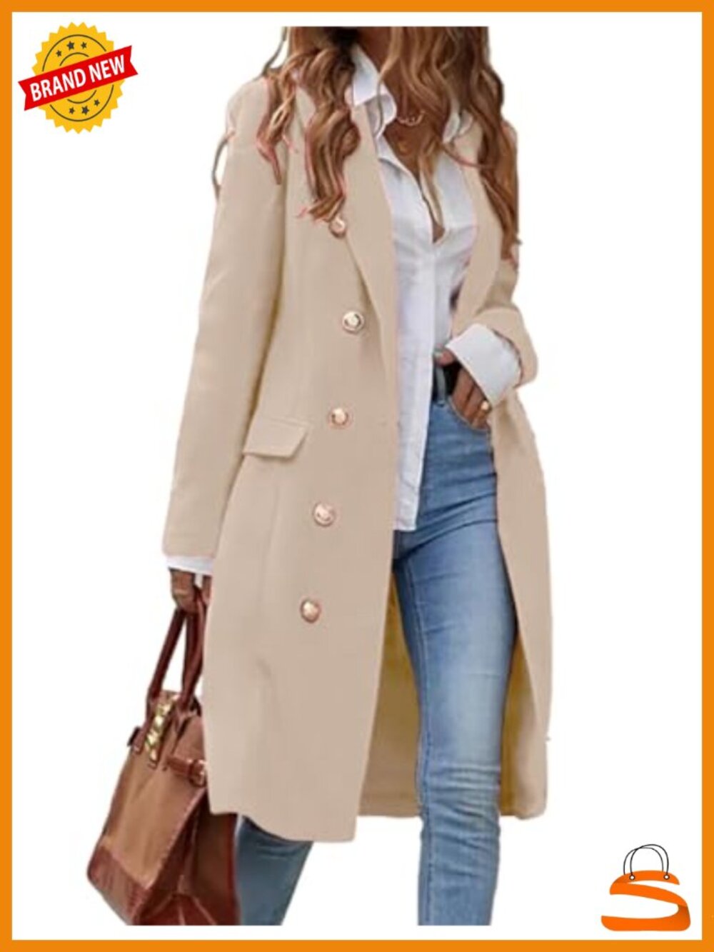 Classic Double-Breasted Women's Trench Coat in Beige
